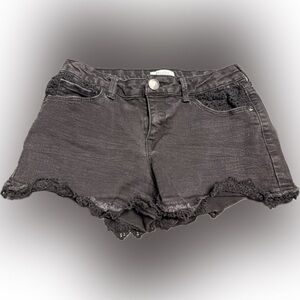 Mudd Black Jean Shorts with Lace Trim